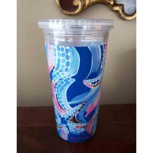 Lilly Pulitzer Tumbler With Lid BPA Free Plastic Starfish